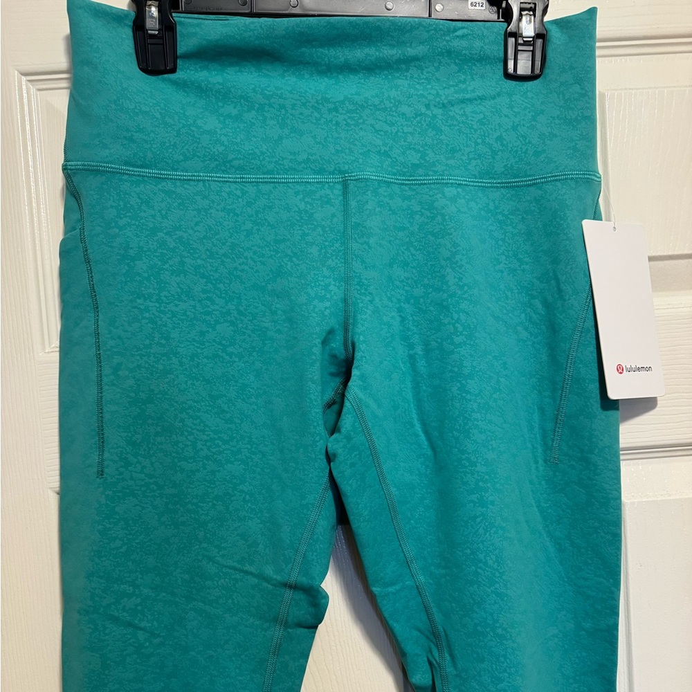 NWT Lululemon Wunder Train High Rise w/ Pockets 25” Size 12 blaze maldives green